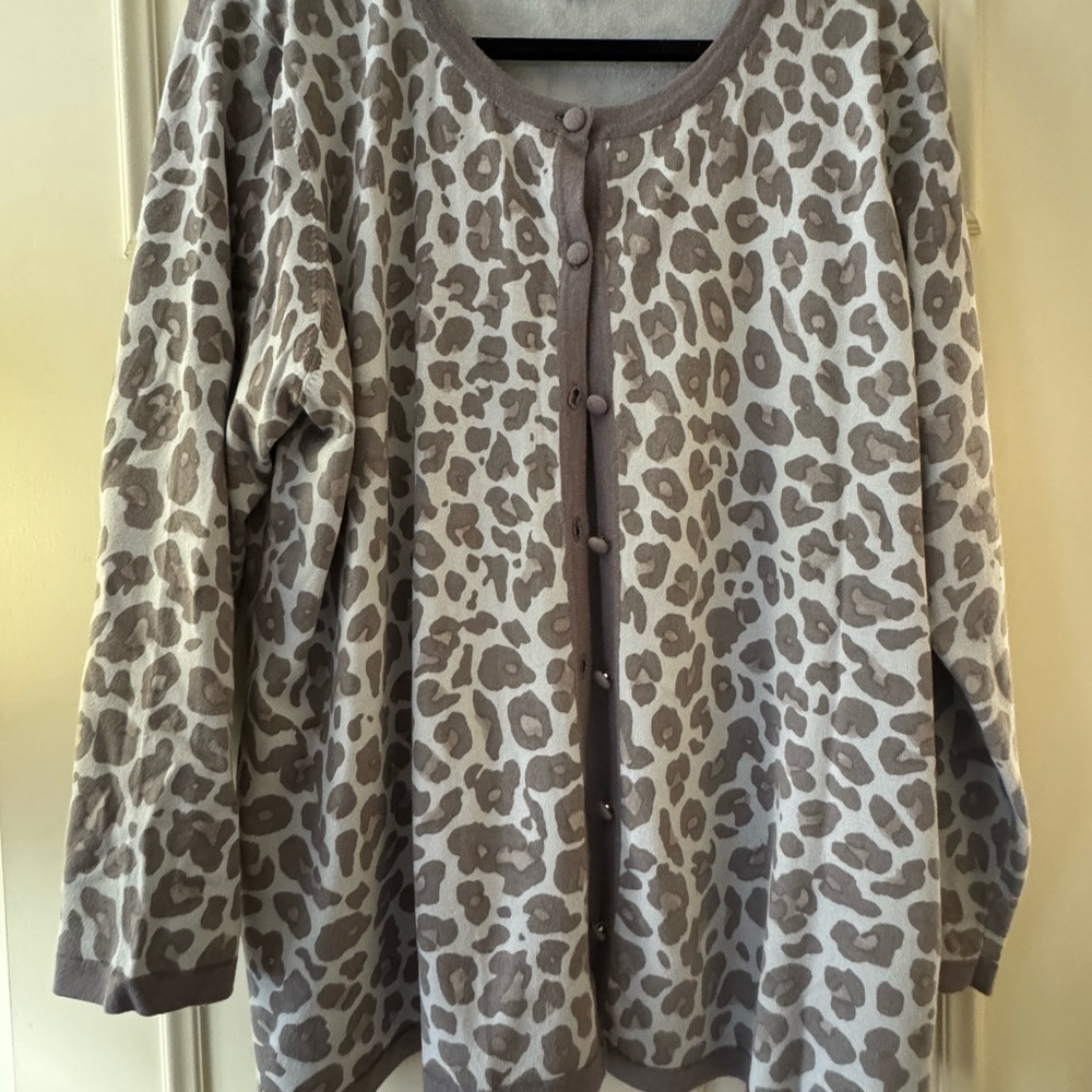 Dennis Basso Leopard Print Cardigan Size 2X - Picture 2 of 4